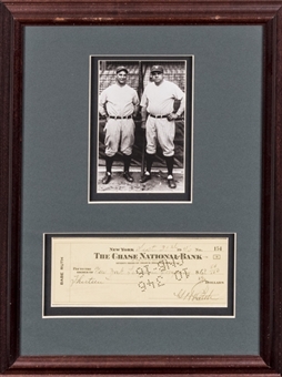1946 Babe Ruth Signed National Bank Check in Framed Photo Display (PSA/DNA)